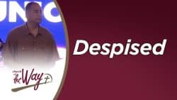 Sermon title with image of pastor in brand colors