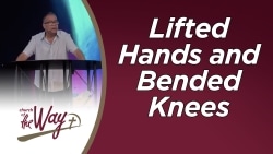 Image of Pastor at the pulpit with the title of the sermon